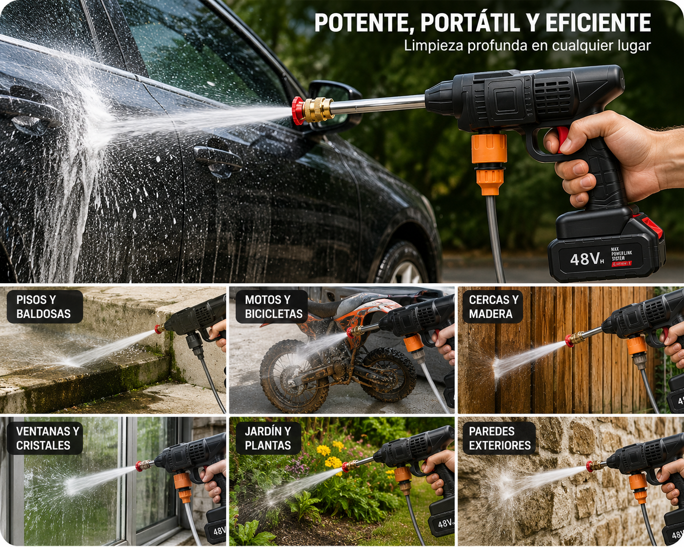 Hidrolavadora Portátil Inalámbrica 48V